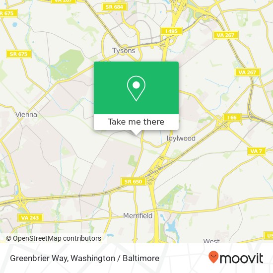 Mapa de Greenbrier Way, Vienna, VA 22182