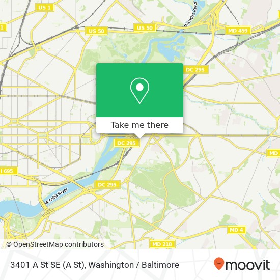 Mapa de 3401 A St SE (A St), Washington, DC 20019
