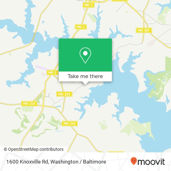 Mapa de 1600 Knoxville Rd, Edgewater, MD 21037