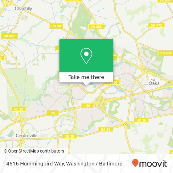 Mapa de 4616 Hummingbird Way, Fairfax, VA 22033