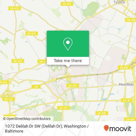 Mapa de 1072 Delilah Dr SW (Delilah Dr), Vienna, VA 22180