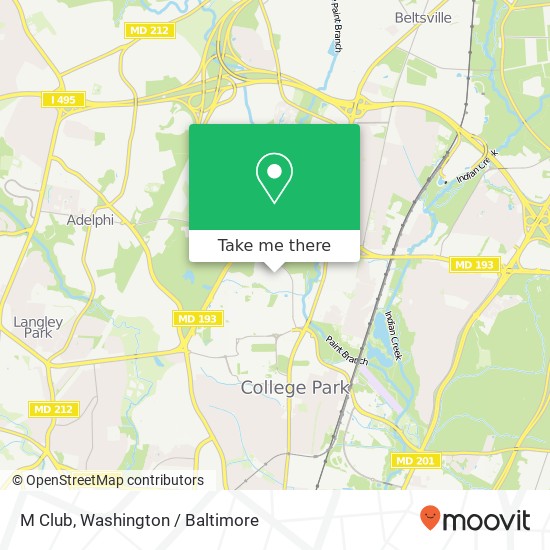 Mapa de M Club, College Park, MD 20742