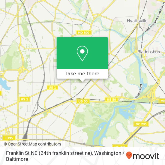 Franklin St NE (24th franklin street ne), Washington, DC 20018 map