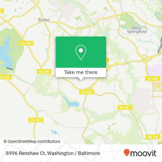 Mapa de 8996 Renshaw Ct, Springfield, VA 22153
