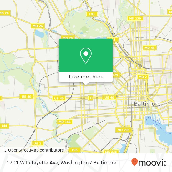 Mapa de 1701 W Lafayette Ave, Baltimore, MD 21217