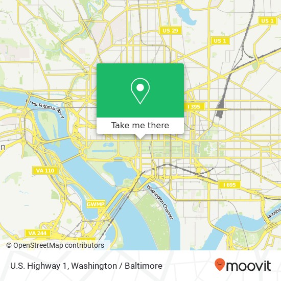 U.S. Highway 1, US-1 & Constitution Ave NW & 14th St NW, Washington, DC 20229, USA map