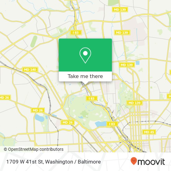 Mapa de 1709 W 41st St, Baltimore, MD 21211