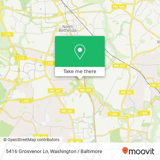 Mapa de 5416 Grosvenor Ln, Bethesda, MD 20814