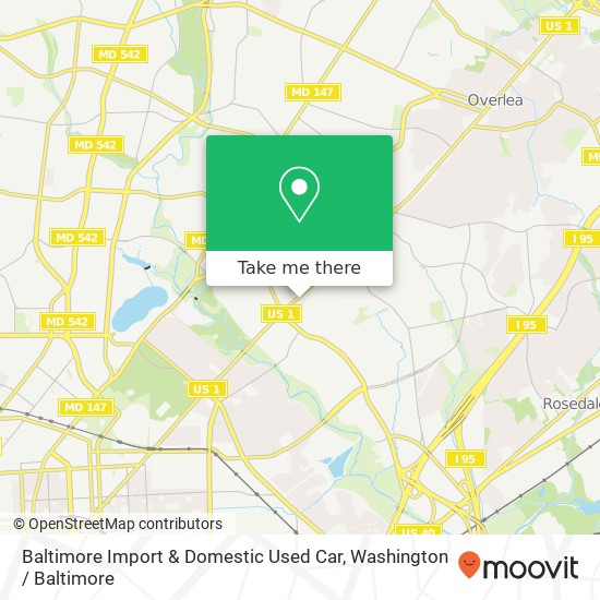 Mapa de Baltimore Import & Domestic Used Car, 4709 Belair Rd