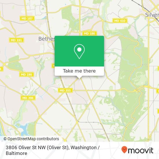Mapa de 3806 Oliver St NW (Oliver St), Washington, DC 20015