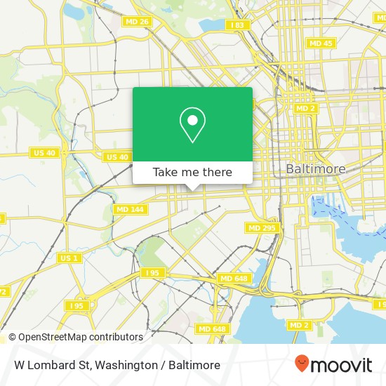 Mapa de W Lombard St, Baltimore, MD 21223