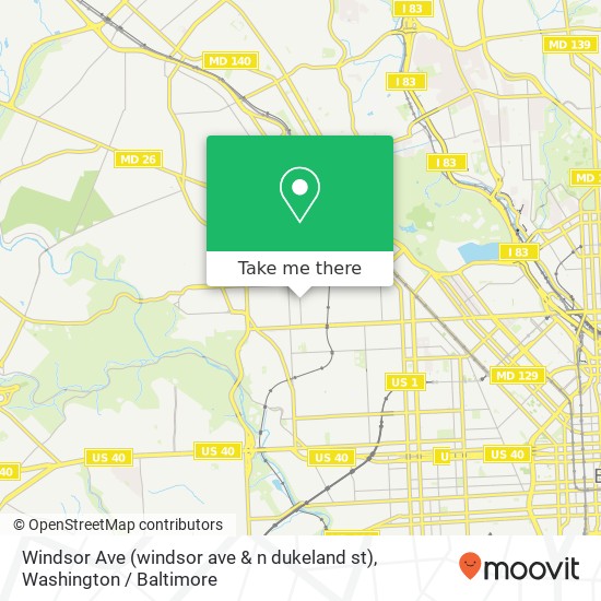 Windsor Ave (windsor ave & n dukeland st), Baltimore, MD 21216 map