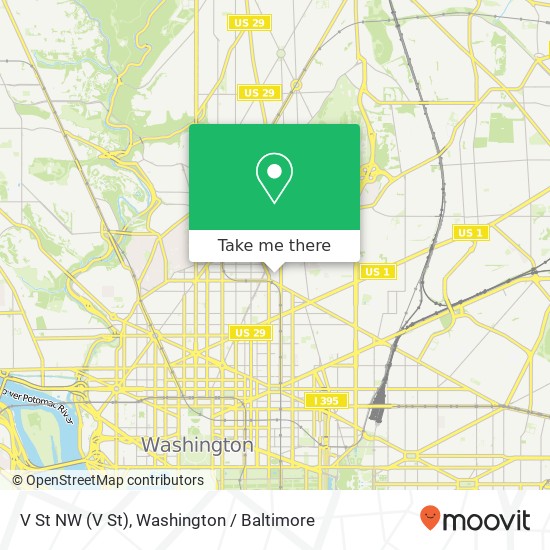 Mapa de V St NW (V St), Washington, DC 20001