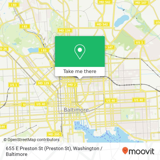 Mapa de 655 E Preston St (Preston St), Baltimore, MD 21202