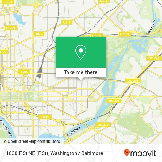 Mapa de 1638 F St NE (F St), Washington, DC 20002