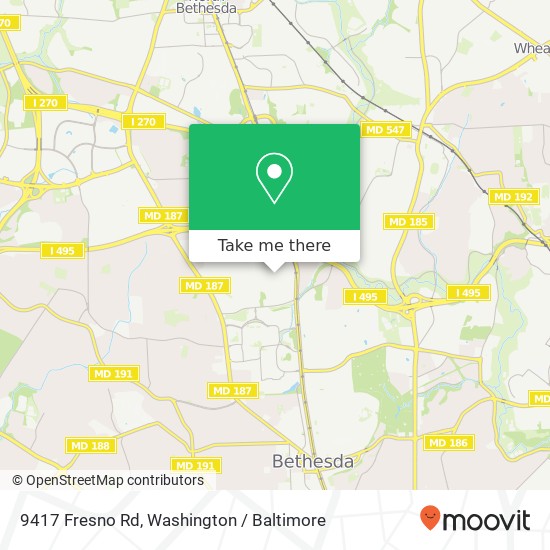 Mapa de 9417 Fresno Rd, Bethesda, MD 20814