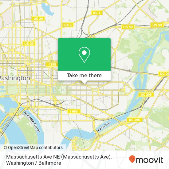Mapa de Massachusetts Ave NE (Massachusetts Ave), Washington, DC 20002