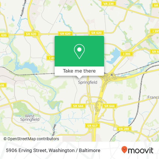 Mapa de 5906 Erving Street, 5906 Erving St, Springfield, VA 22150, USA
