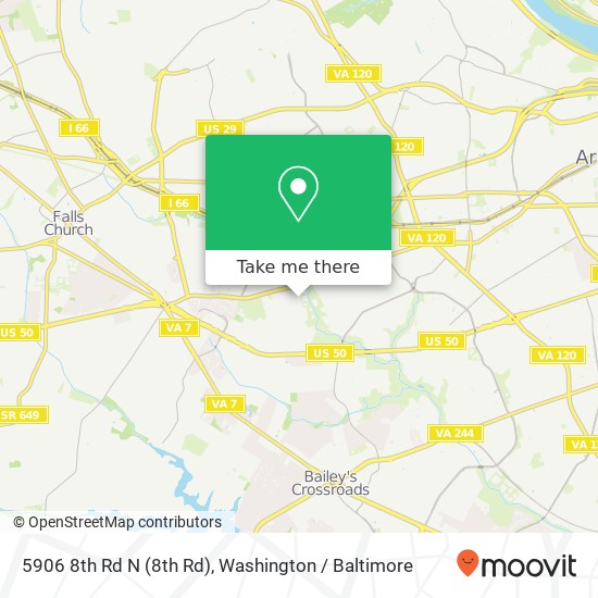 Mapa de 5906 8th Rd N (8th Rd), Arlington, VA 22205