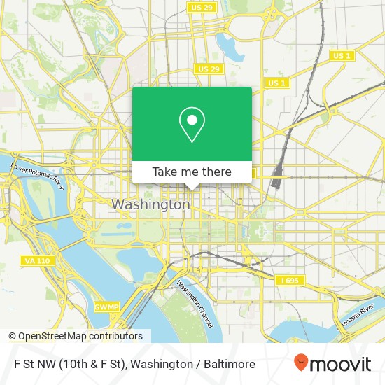 F St NW (10th & F St), Washington, DC 20001 map