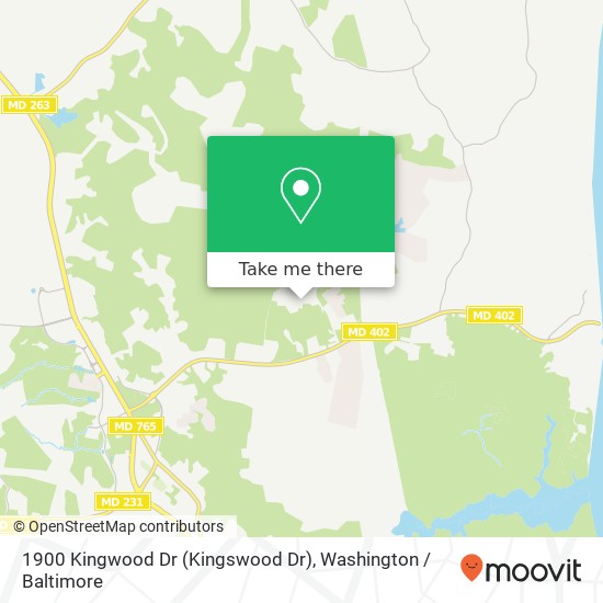 Mapa de 1900 Kingwood Dr (Kingswood Dr), Prince Frederick, MD 20678