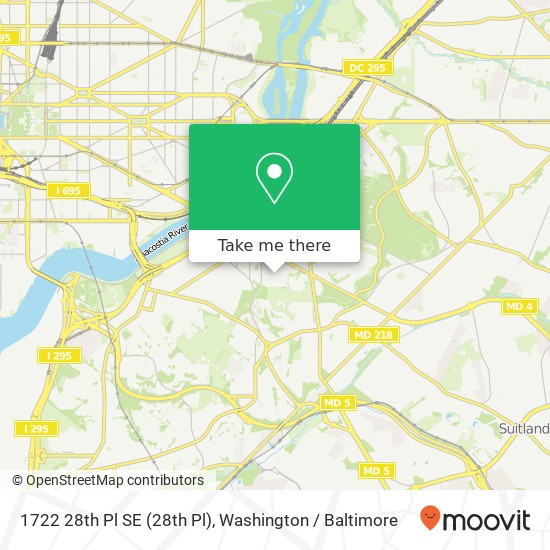 Mapa de 1722 28th Pl SE (28th Pl), Washington, DC 20020