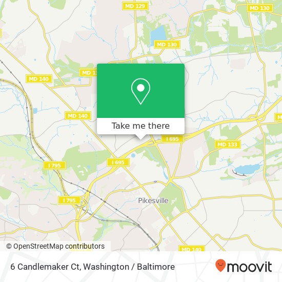 Mapa de 6 Candlemaker Ct, Pikesville, MD 21208