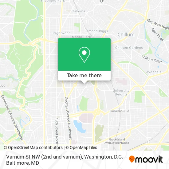 Varnum St NW (2nd and varnum) map