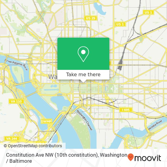 Constitution Ave NW (10th constitution), Washington, DC 20004 map