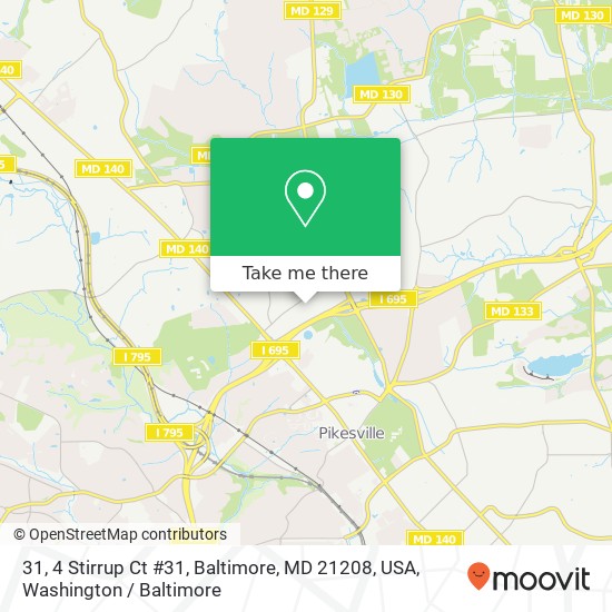 Mapa de 31, 4 Stirrup Ct #31, Baltimore, MD 21208, USA