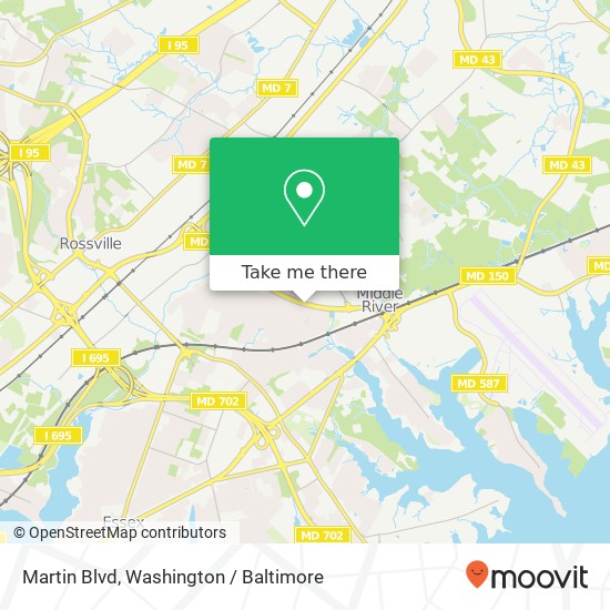 Mapa de Martin Blvd, Middle River, MD 21220