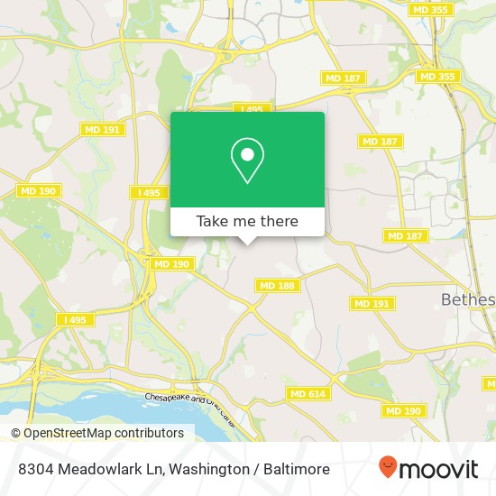 Mapa de 8304 Meadowlark Ln, Bethesda, MD 20817