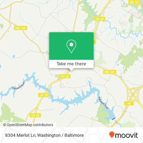 Mapa de 8304 Merlot Ln, Laurel, MD 20723