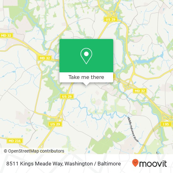 Mapa de 8511 Kings Meade Way, Columbia, MD 21046