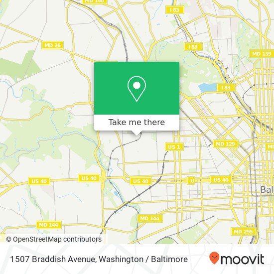 Mapa de 1507 Braddish Avenue, 1507 Braddish Ave, Baltimore, MD 21216, USA
