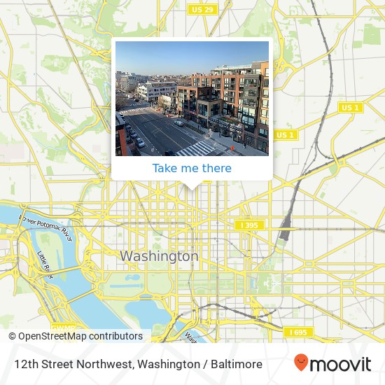 Mapa de 12th Street Northwest, 12th St NW, Washington, DC, USA