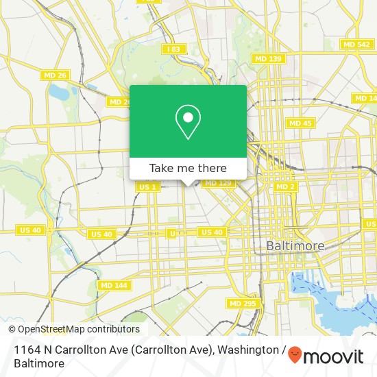 1164 N Carrollton Ave (Carrollton Ave), Baltimore, MD 21217 map