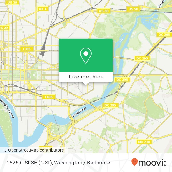 Mapa de 1625 C St SE (C St), Washington, DC 20003