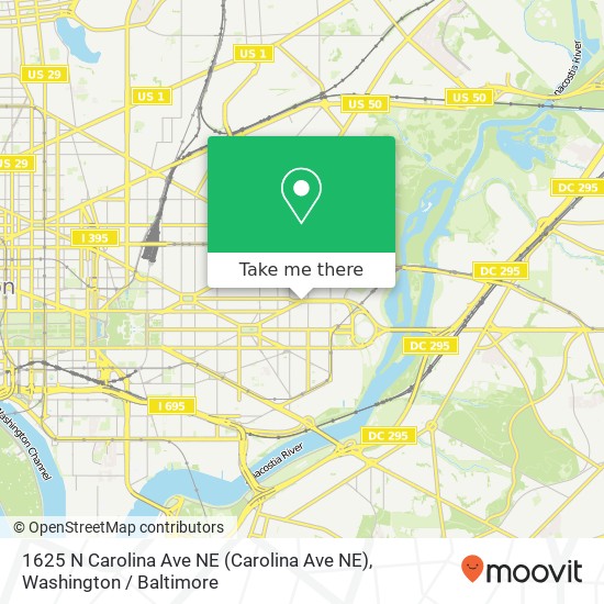 Mapa de 1625 N Carolina Ave NE (Carolina Ave NE), Washington, DC 20002