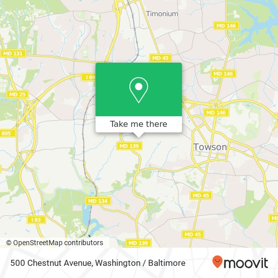 500 Chestnut Avenue, 500 Chestnut Ave, Towson, MD 21204, USA map