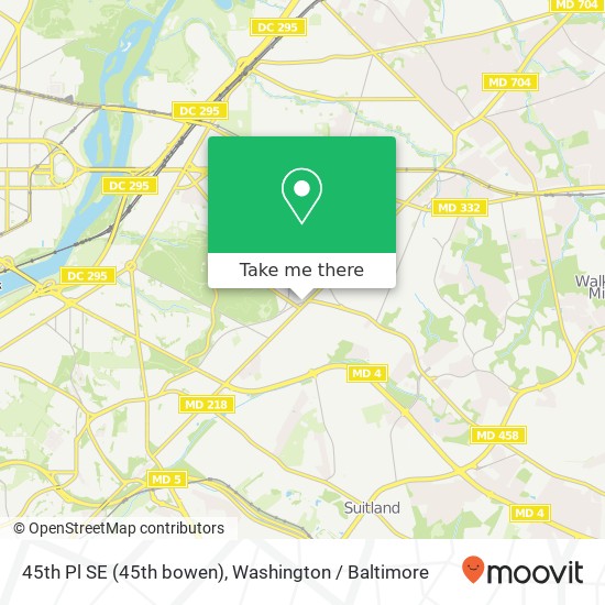 Mapa de 45th Pl SE (45th bowen), Washington, DC 20019