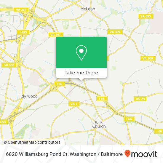 Mapa de 6820 Williamsburg Pond Ct, Falls Church, VA 22043