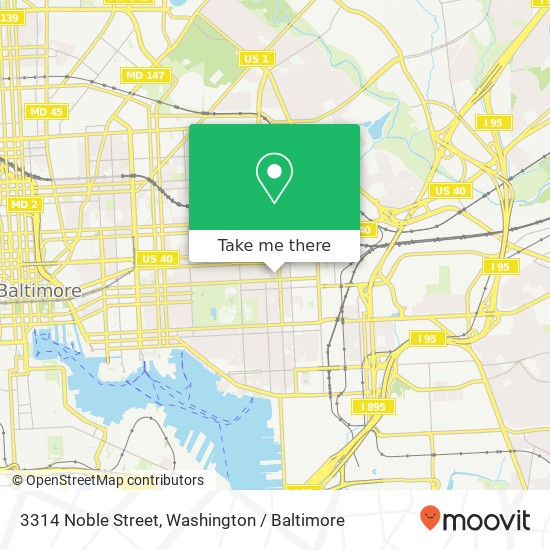 Mapa de 3314 Noble Street, 3314 Noble St, Baltimore, MD 21224, USA