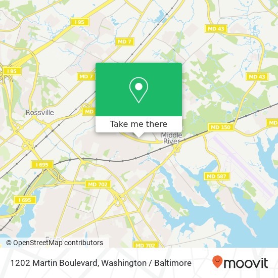 Mapa de 1202 Martin Boulevard, 1202 Martin Blvd, Middle River, MD 21220, USA