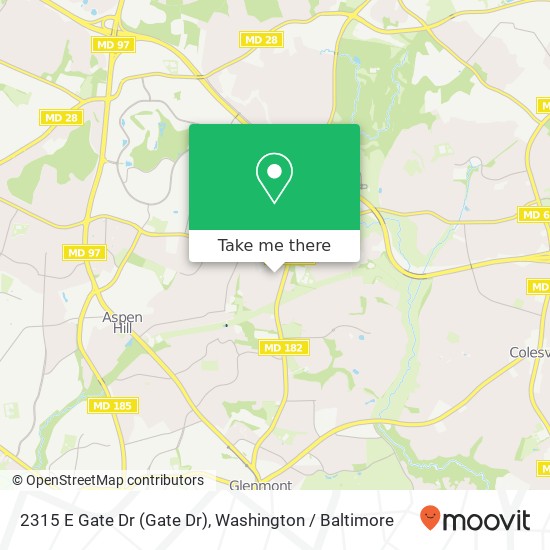 Mapa de 2315 E Gate Dr (Gate Dr), Silver Spring, MD 20906