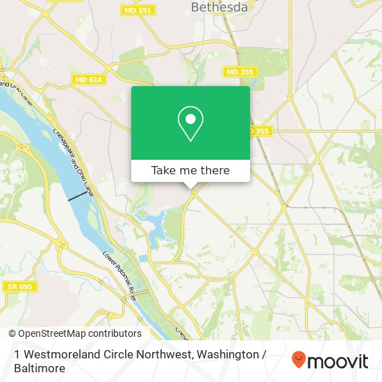 Mapa de 1 Westmoreland Circle Northwest, 1 Westmoreland Cir NW, Bethesda, MD 20816, USA