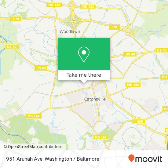 Mapa de 951 Arunah Ave, Catonsville, MD 21228