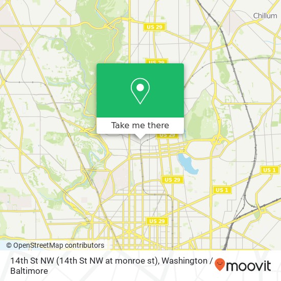 14th St NW (14th St NW at monroe st), Washington (Washington DC), DC 20010 map