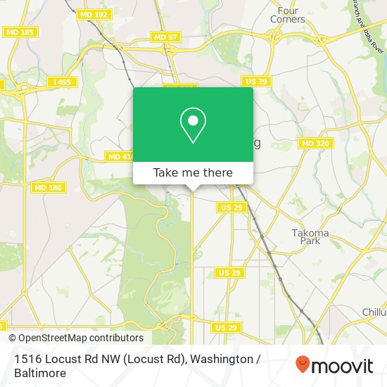 Mapa de 1516 Locust Rd NW (Locust Rd), Washington, DC 20012