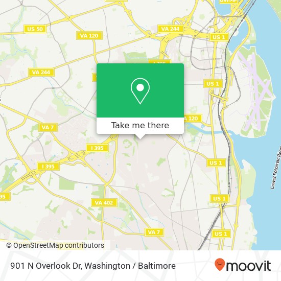 901 N Overlook Dr, Alexandria (GEORGE WASHINGTON), VA 22305 map